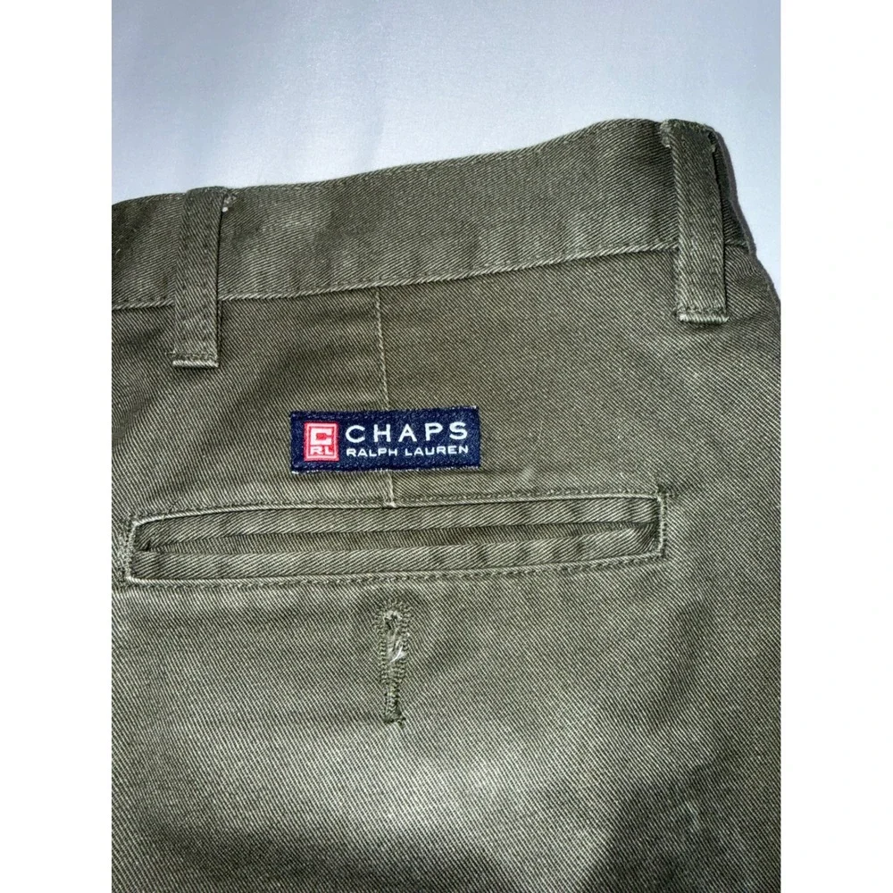 Chaps Ralph Lauren Mens 40x34 Pleated Chino Pants Olive Green Cuffed Trousers